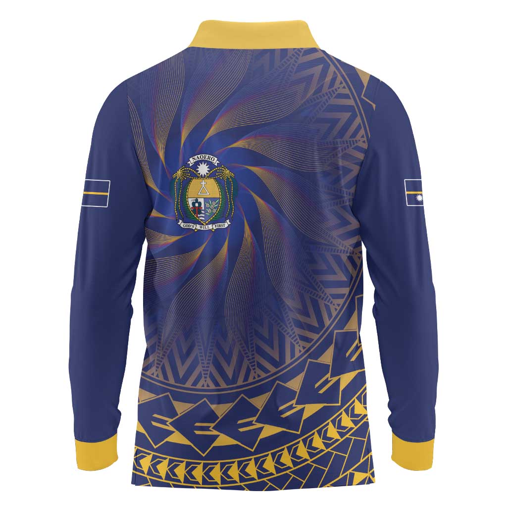 Nauru Angam Day Long Sleeve Polo Shirt Polynesian Tribal Pattern Unique Style - Polynesian Pride