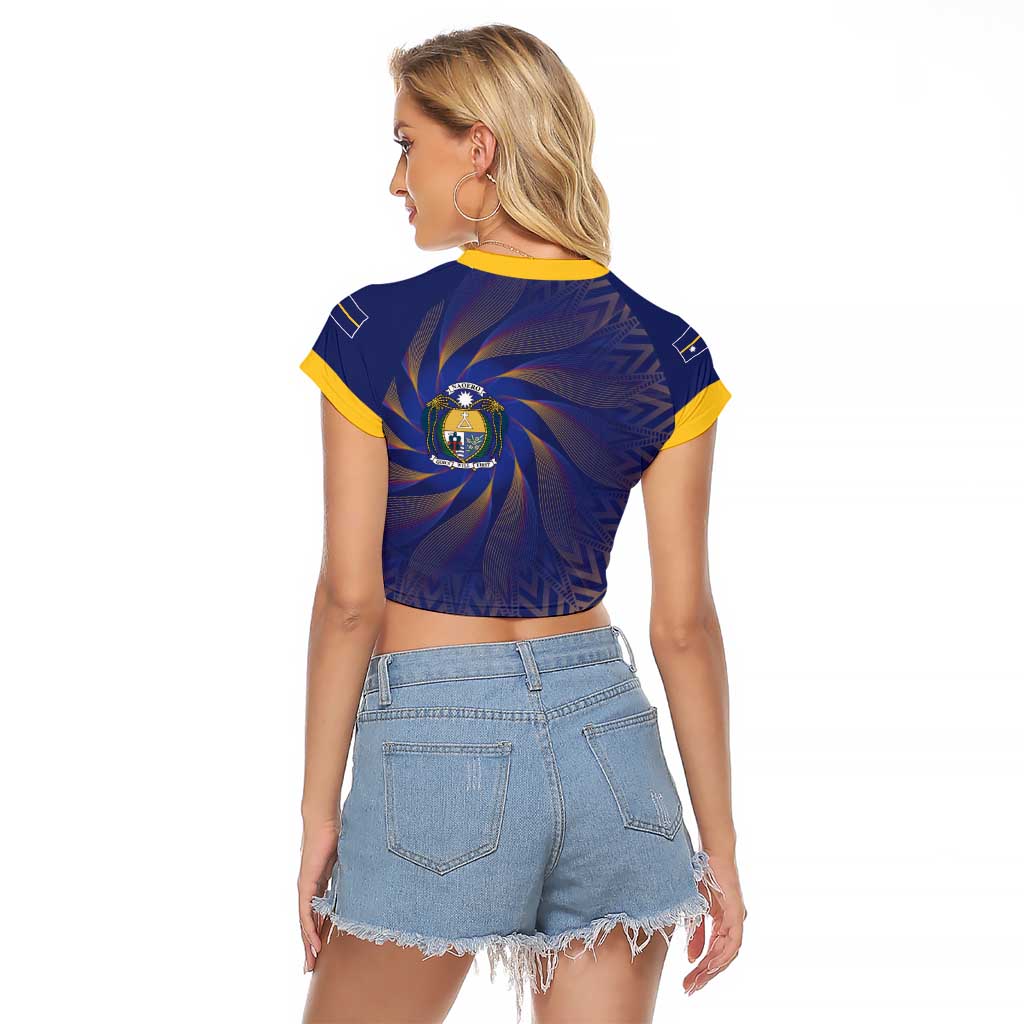 Nauru Angam Day Raglan Cropped T Shirt Polynesian Tribal Pattern Unique Style - Polynesian Pride