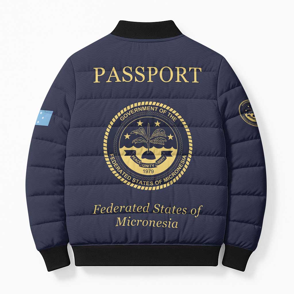 Personalised Federated States Of Micronesia Bomber Puffer Jacket FSM Passport - Polynesian Pride