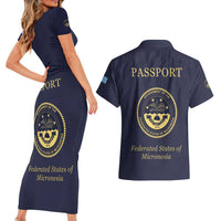 Personalised Federated States Of Micronesia Couples Matching Short Sleeve Bodycon Dress and Hawaiian Shirt FSM Passport - Polynesian Pride