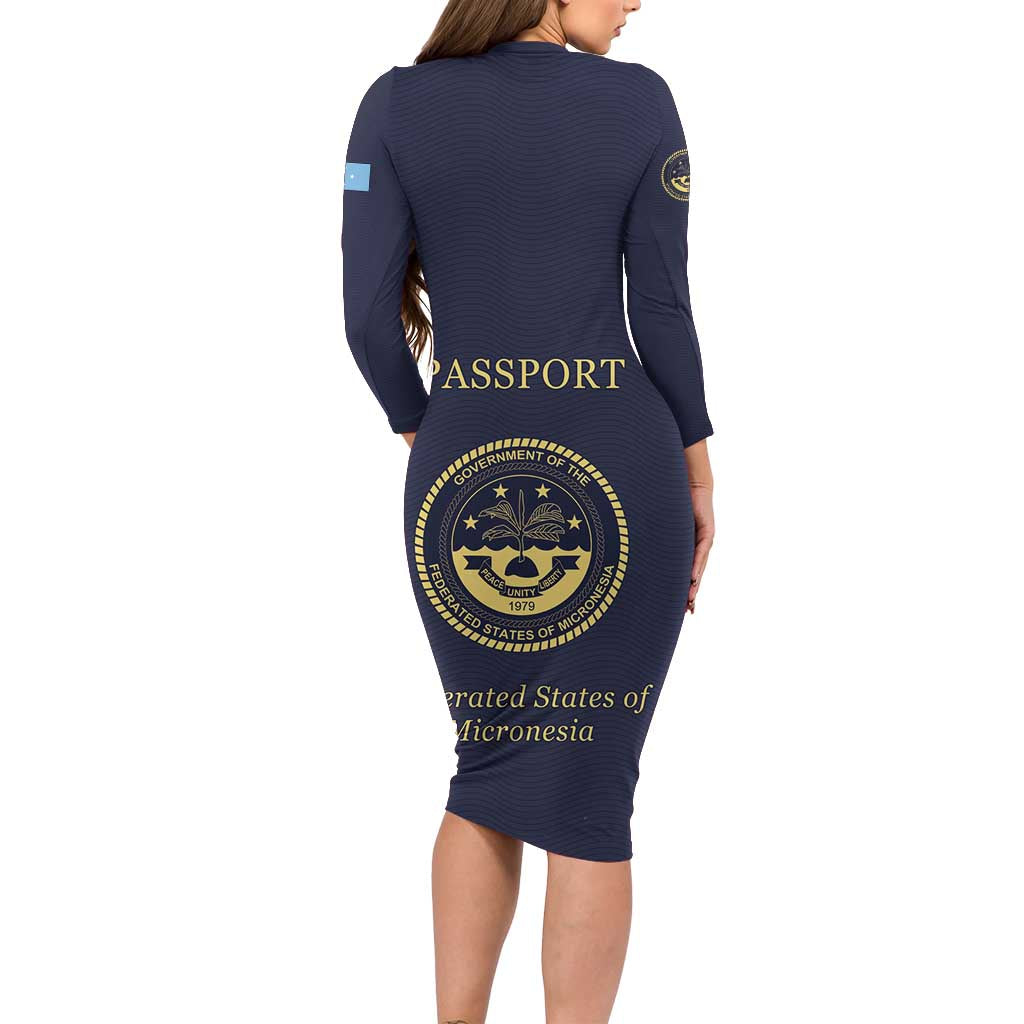 Personalised Federated States Of Micronesia Family Matching Long Sleeve Bodycon Dress and Hawaiian Shirt FSM Passport - Polynesian Pride