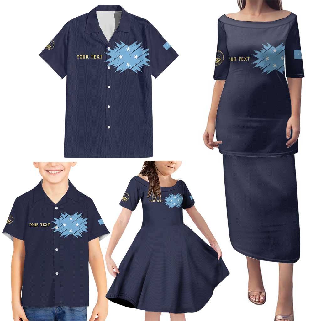Personalised Federated States Of Micronesia Family Matching Puletasi and Hawaiian Shirt FSM Passport - Polynesian Pride