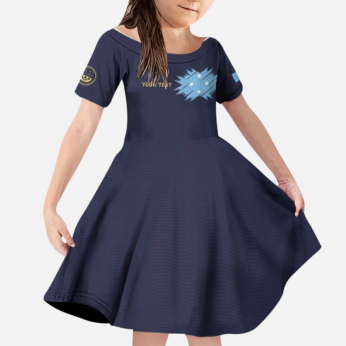 Personalised Federated States Of Micronesia Kid Short Sleeve Dress FSM Passport - Polynesian Pride