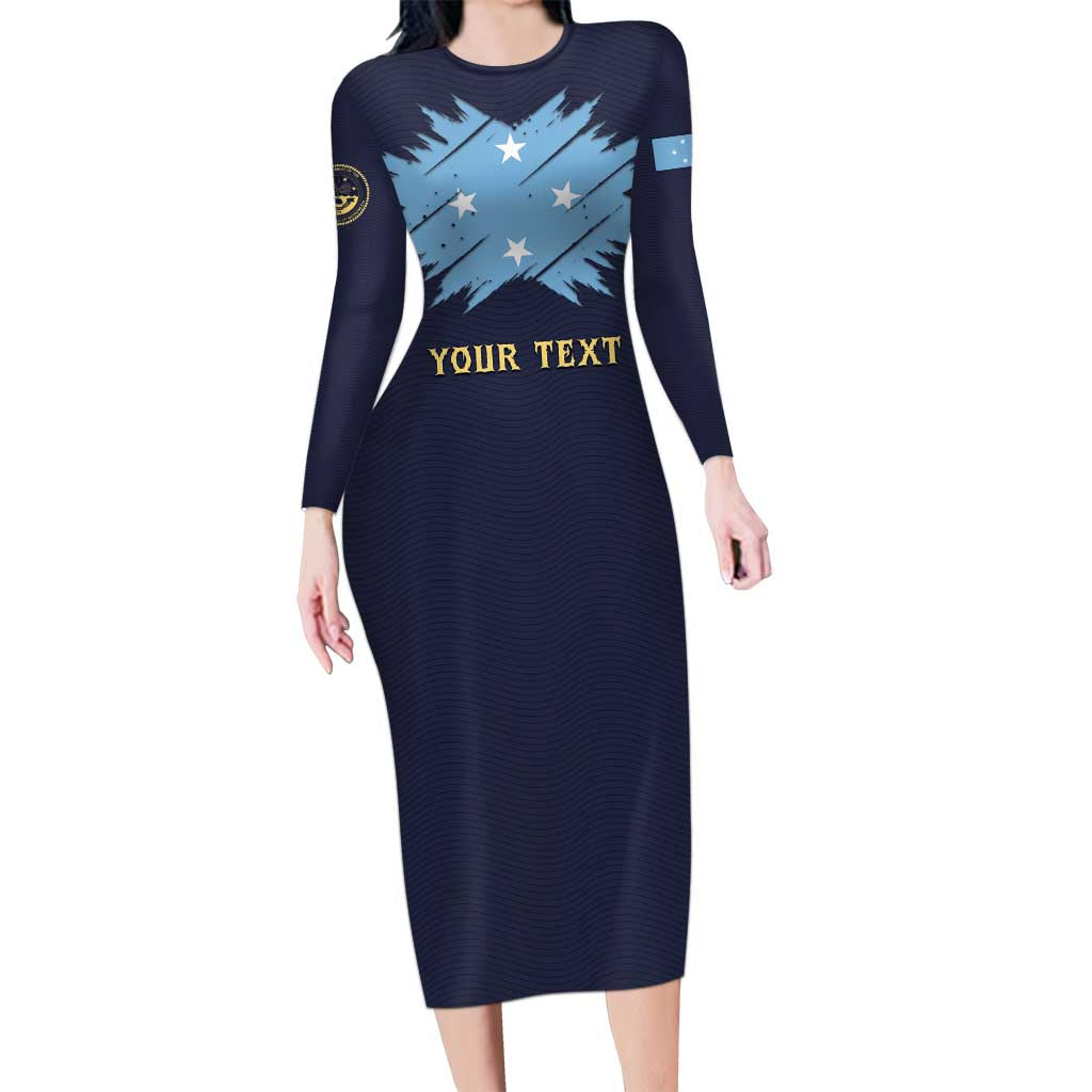 Personalised Federated States Of Micronesia Long Sleeve Bodycon Dress FSM Passport - Polynesian Pride