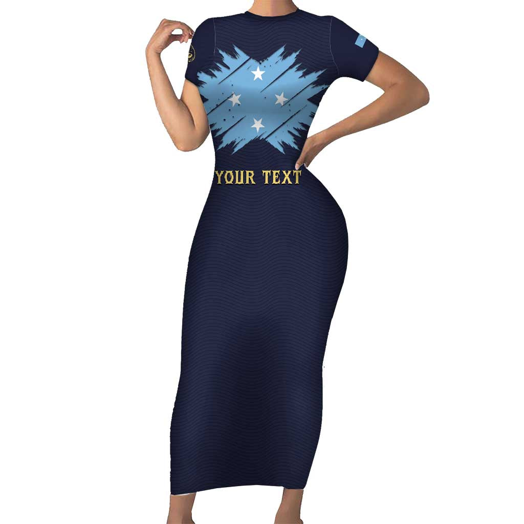 Personalised Federated States Of Micronesia Short Sleeve Bodycon Dress FSM Passport - Polynesian Pride