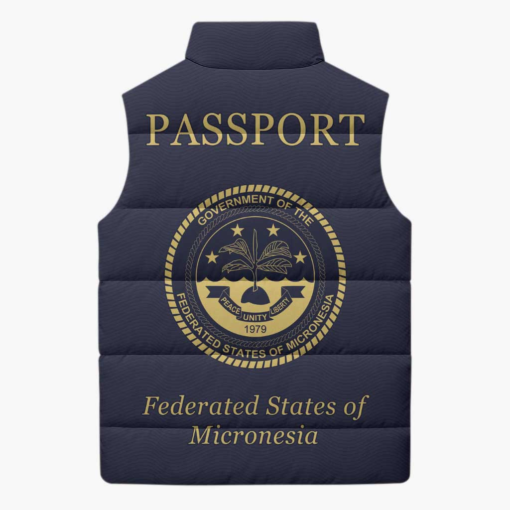 Personalised Federated States Of Micronesia Sleeveless Puffer Jacket FSM Passport - Polynesian Pride
