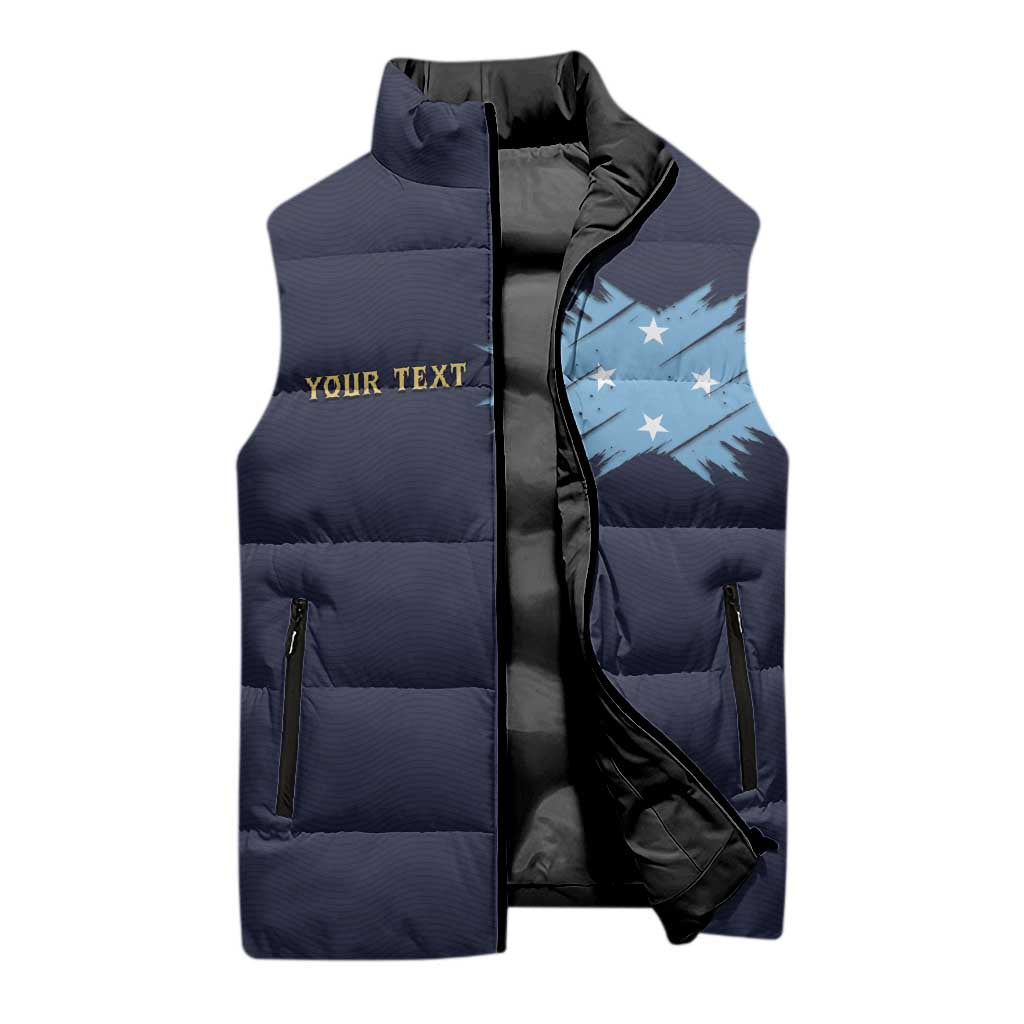 Personalised Federated States Of Micronesia Sleeveless Puffer Jacket FSM Passport - Polynesian Pride