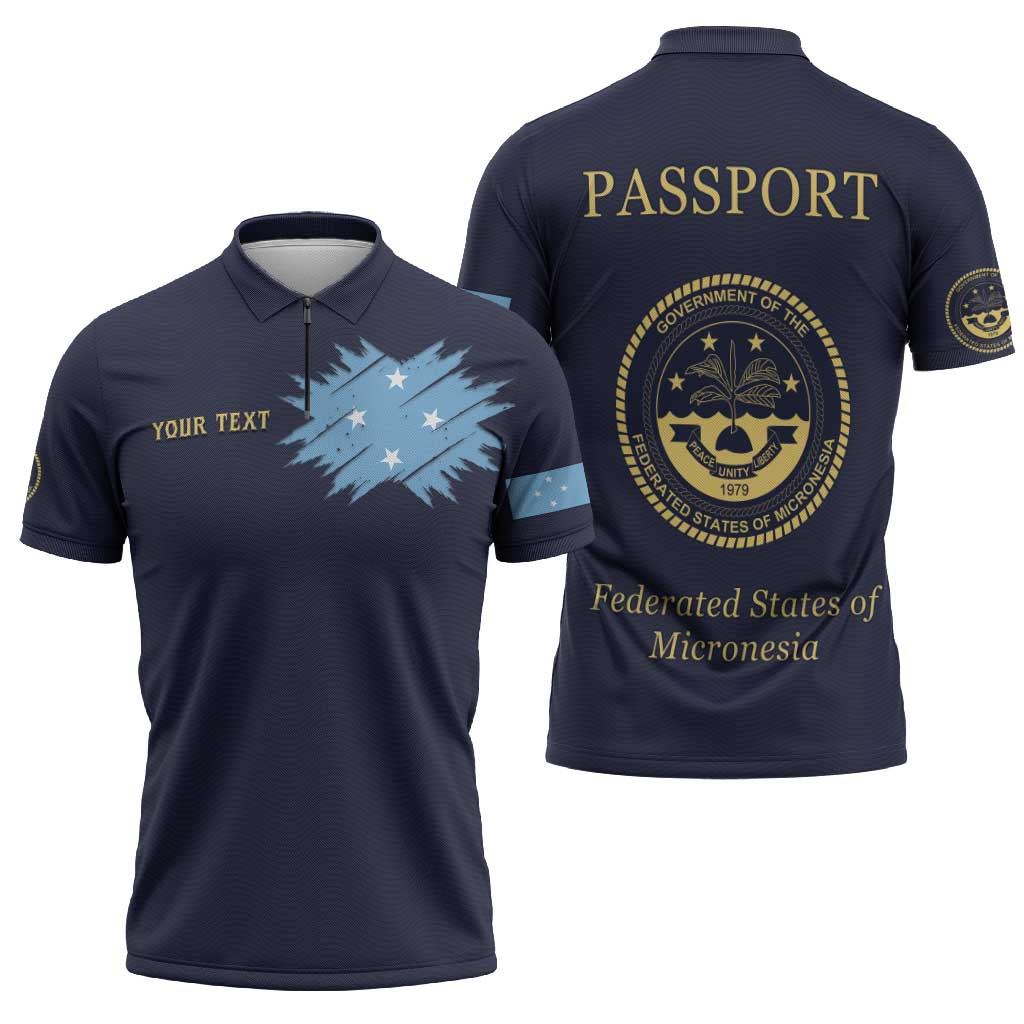 Personalised Federated States Of Micronesia Zipper Polo Shirt FSM Passport - Polynesian Pride