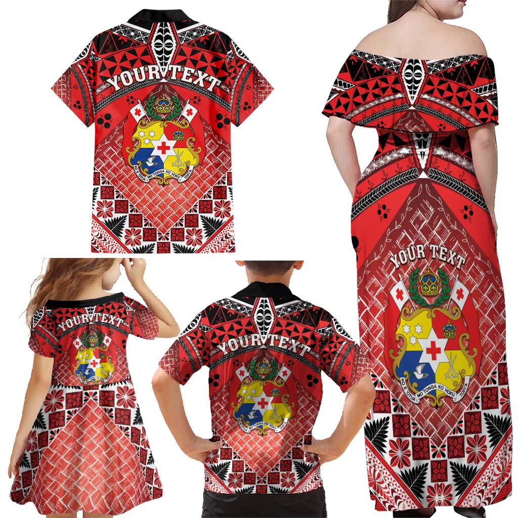Personalised Tonga Constitution Day Family Matching Off Shoulder Maxi Dress and Hawaiian Shirt 150 Years Jubilee - Polynesian Pride