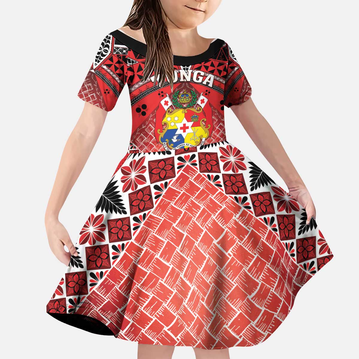 Personalised Tonga Constitution Day Kid Short Sleeve Dress 150 Years Jubilee - Polynesian Pride
