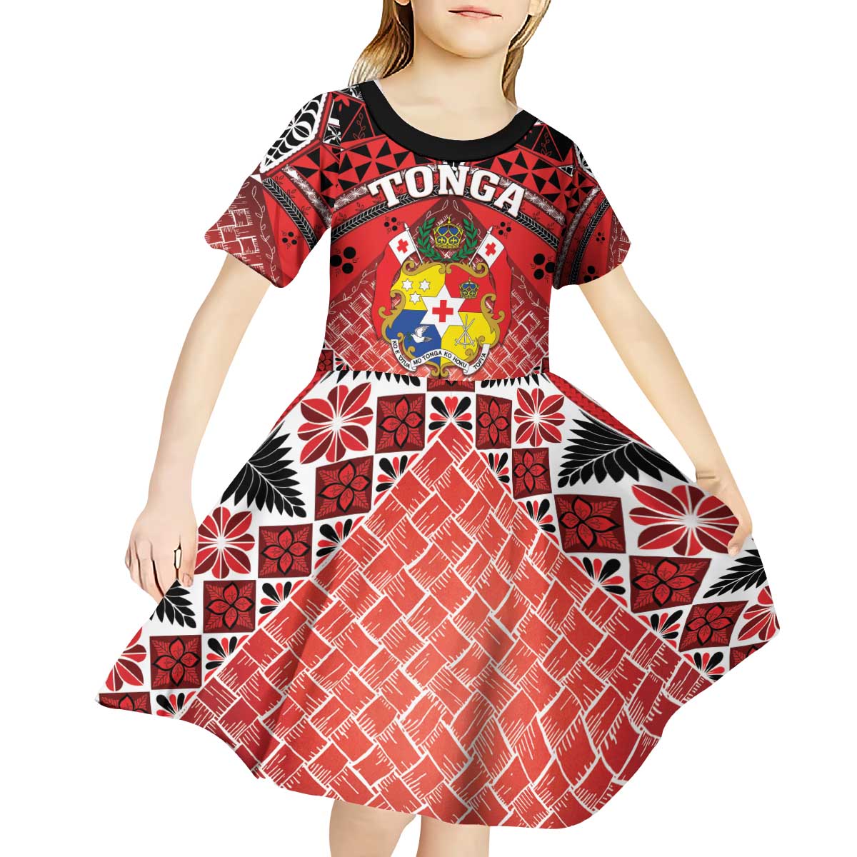 Personalised Tonga Constitution Day Kid Short Sleeve Dress 150 Years Jubilee - Polynesian Pride