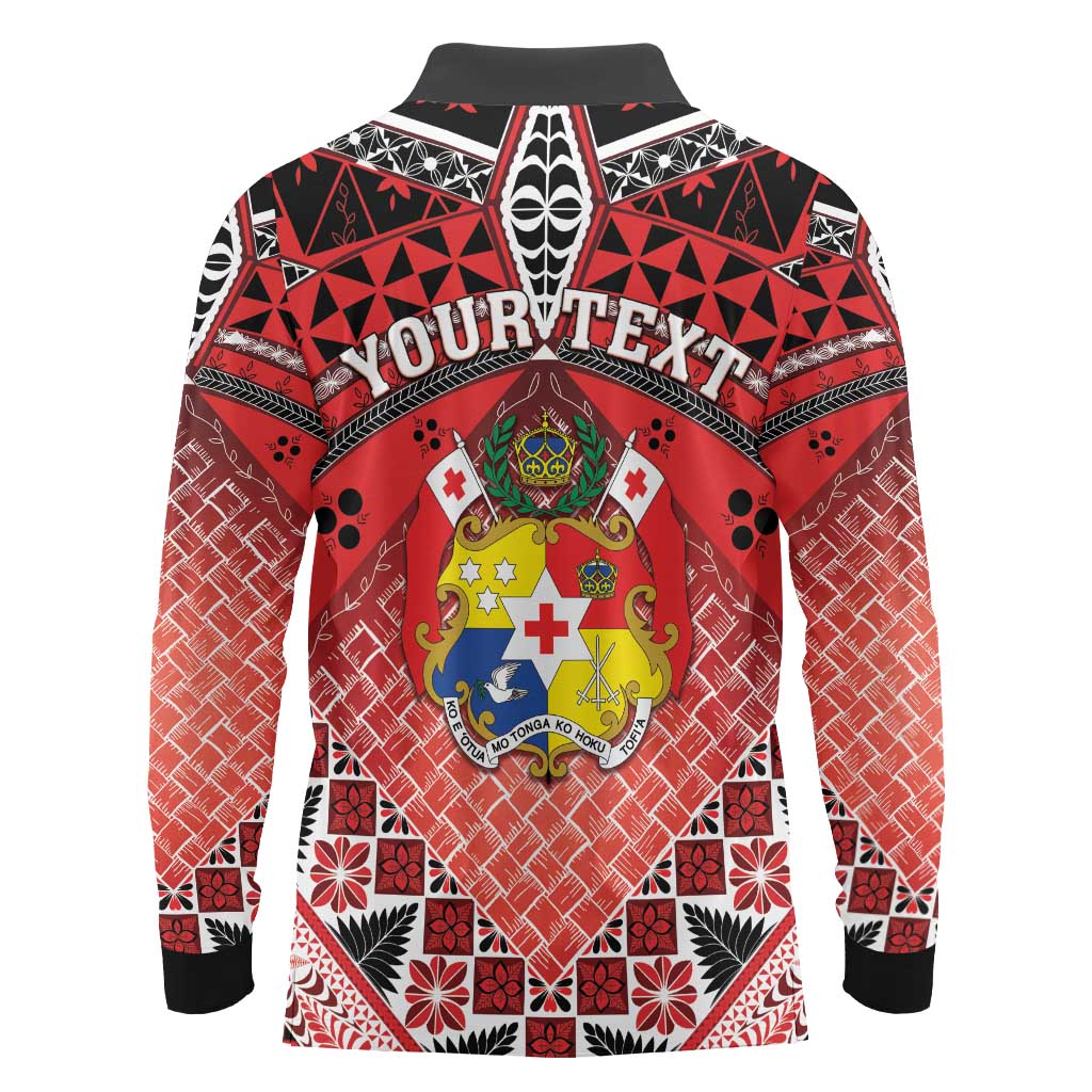 Personalised Tonga Constitution Day Long Sleeve Polo Shirt 150 Years Jubilee - Polynesian Pride