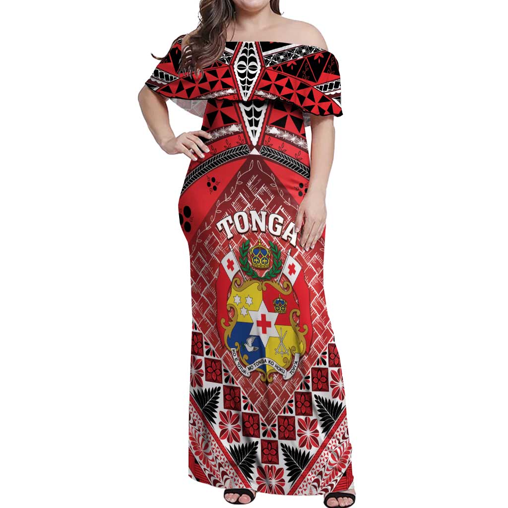 Personalised Tonga Constitution Day Off Shoulder Maxi Dress 150 Years Jubilee - Polynesian Pride