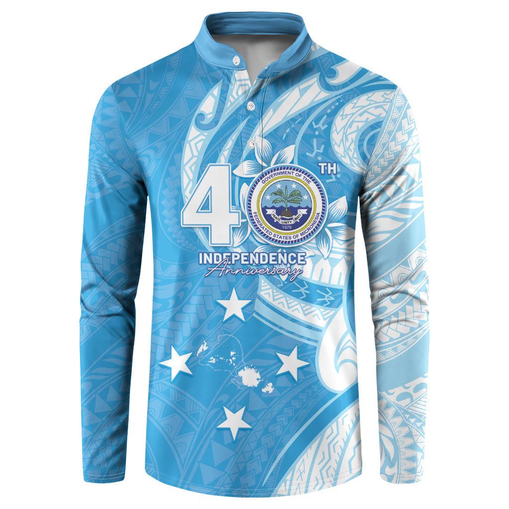 FSM Micronesia Button Sweatshirt 40th Independence Anniversary LT05 Blue - Polynesian Pride