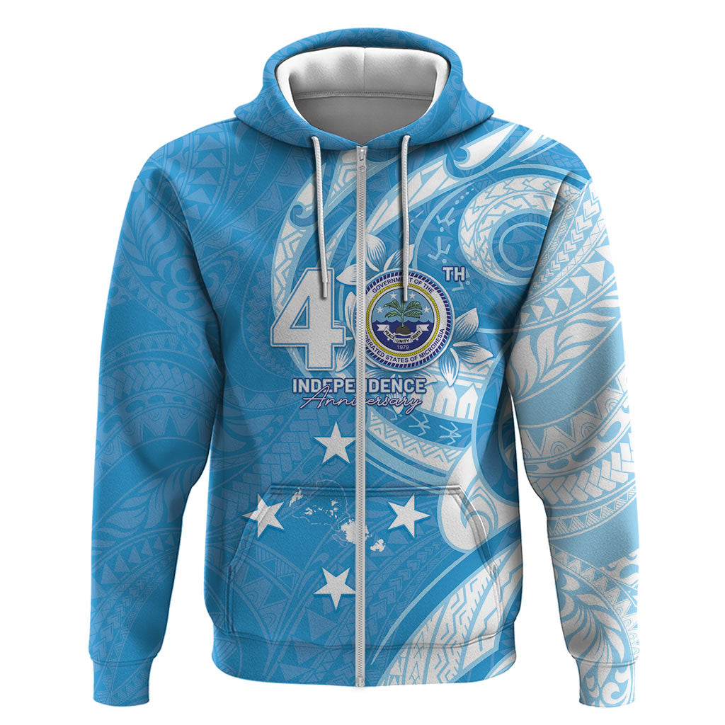 FSM Micronesia Hoodie 40th Independence Anniversary LT05 Zip Hoodie Blue - Polynesian Pride