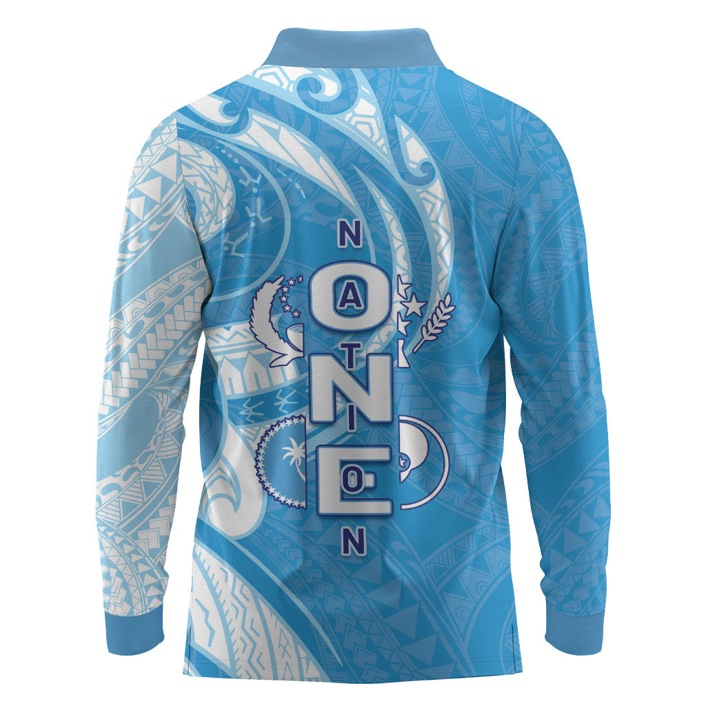 FSM Micronesia Long Sleeve Polo Shirt 40th Independence Anniversary LT05 - Polynesian Pride