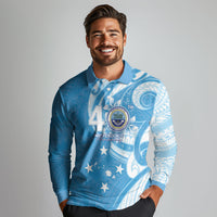 FSM Micronesia Long Sleeve Polo Shirt 40th Independence Anniversary LT05 - Polynesian Pride
