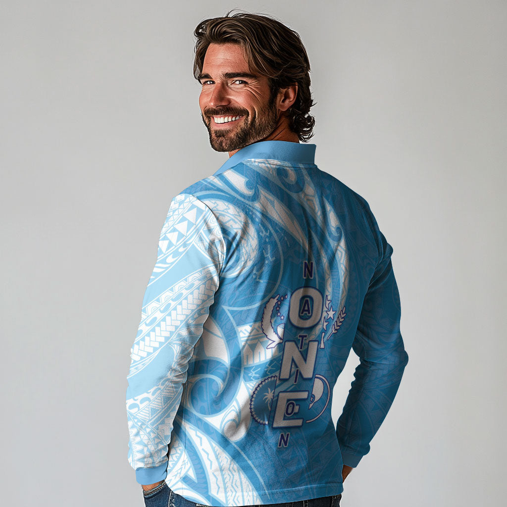 FSM Micronesia Long Sleeve Polo Shirt 40th Independence Anniversary LT05 - Polynesian Pride