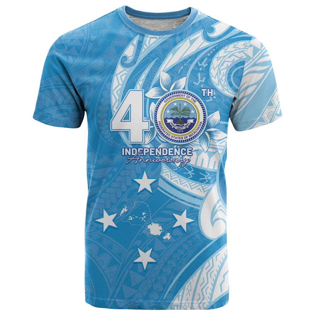 FSM Micronesia T Shirt 40th Independence Anniversary LT05 Blue - Polynesian Pride