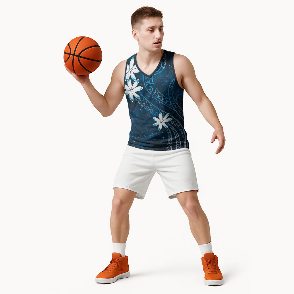 Tahiti Matarii Basketball Jersey Tahitian Spring Blue Galaxy LT05 - Polynesian Pride