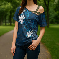 Tahiti Matarii Cross Shoulder Shirt Tahitian Spring Blue Galaxy LT05 - Polynesian Pride