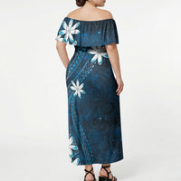 Tahiti Matarii Off Shoulder Maxi Dress Tahitian Spring Blue Galaxy LT05 - Polynesian Pride