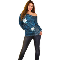 Tahiti Matarii Off Shoulder Sweater Tahitian Spring Blue Galaxy LT05 - Polynesian Pride