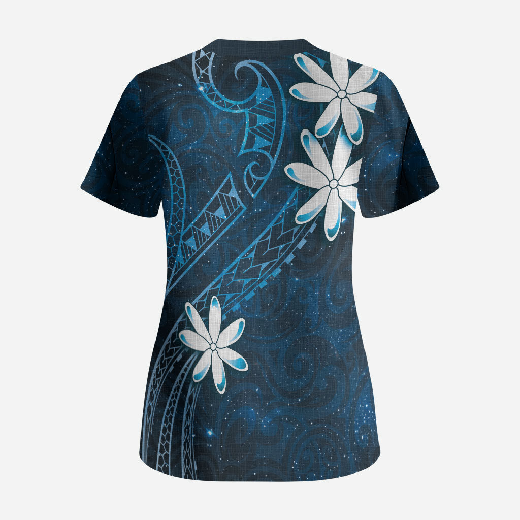 Tahiti Matarii Scrub Top Tahitian Spring Blue Galaxy LT05 - Polynesian Pride