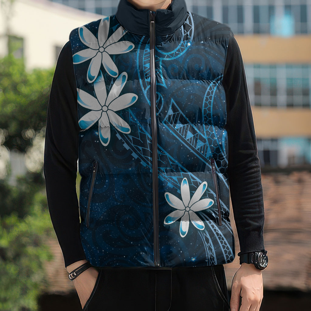 Tahiti Matarii Sleeveless Puffer Jacket Tahitian Spring Blue Galaxy LT05 - Polynesian Pride