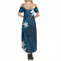 Tahiti Matarii Summer Maxi Dress Tahitian Spring Blue Galaxy LT05 - Polynesian Pride