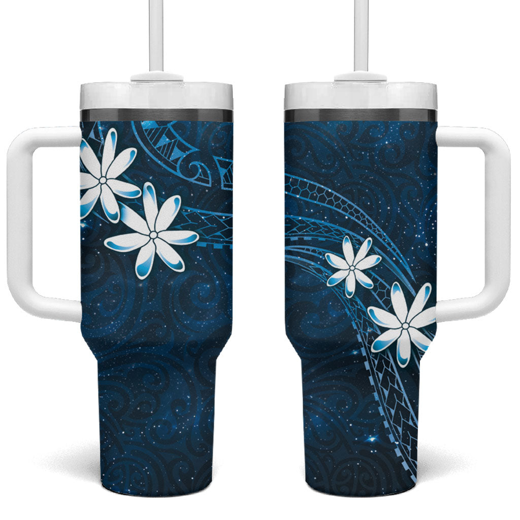 Tahiti Matarii Tumbler With Handle Tahitian Spring Blue Galaxy LT05 One Size: 40 oz Blue - Polynesian Pride