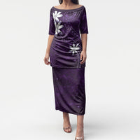 Tahiti Matarii Puletasi Tahitian Spring Purple Galaxy LT05 Long Dress Purple - Polynesian Pride