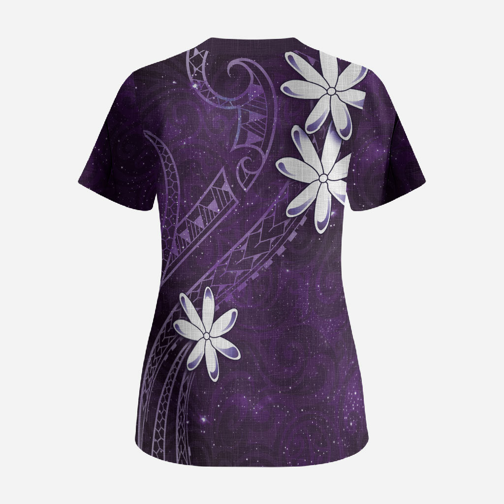 Tahiti Matarii Scrub Top Tahitian Spring Purple Galaxy LT05 - Polynesian Pride