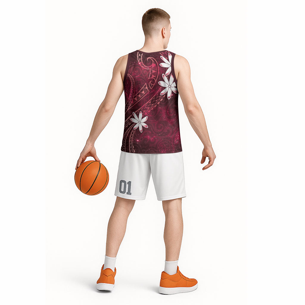 Tahiti Matarii Basketball Jersey Tahitian Spring Red Galaxy LT05 - Polynesian Pride