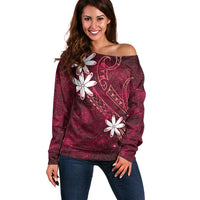 Tahiti Matarii Off Shoulder Sweater Tahitian Spring Red Galaxy LT05 Women Red - Polynesian Pride