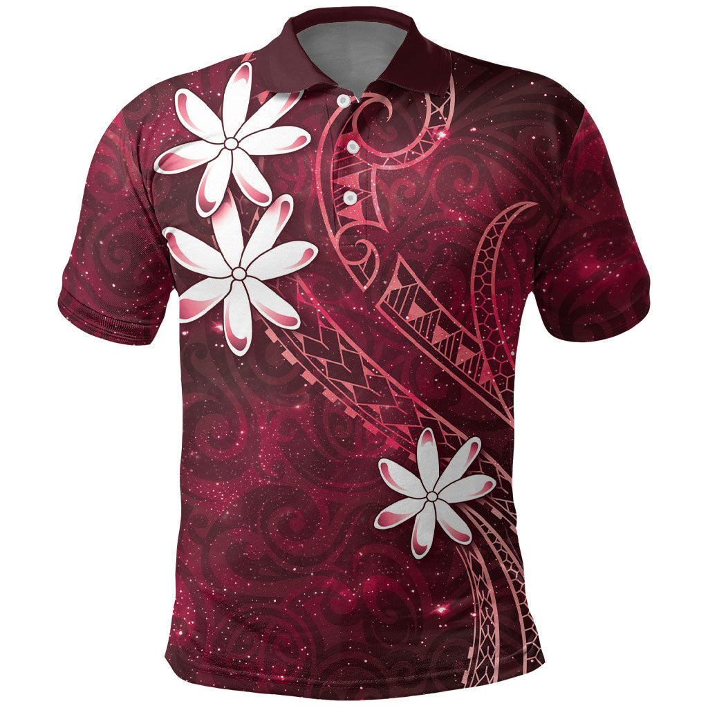 Tahiti Matarii Polo Shirt Tahitian Spring Red Galaxy LT05 Red - Polynesian Pride