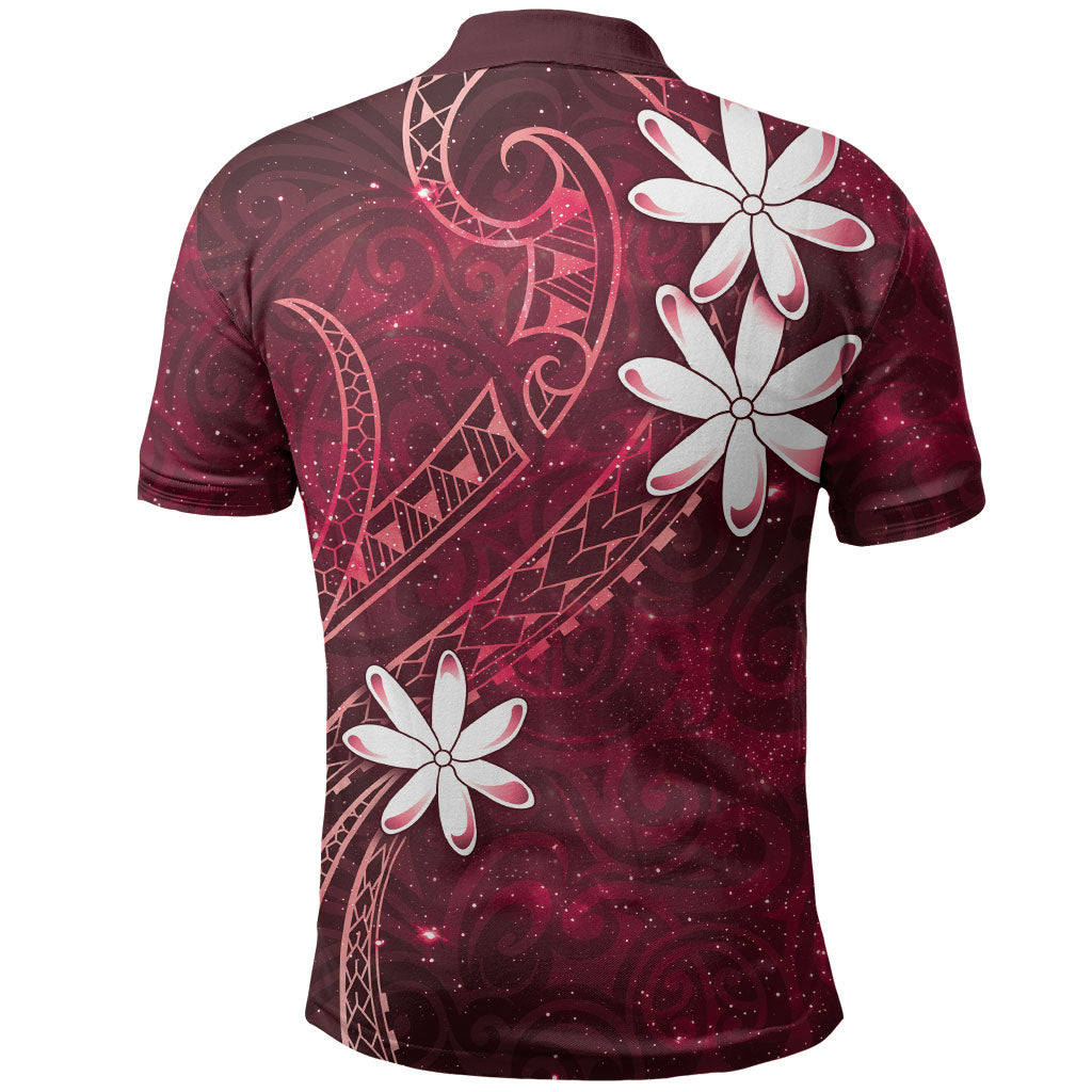 Tahiti Matarii Polo Shirt Tahitian Spring Red Galaxy LT05 - Polynesian Pride