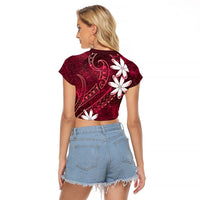 Tahiti Matarii Raglan Cropped T Shirt Tahitian Spring Red Galaxy LT05 - Polynesian Pride