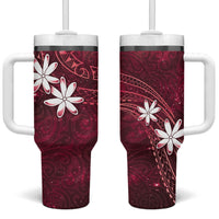 Tahiti Matarii Tumbler With Handle Tahitian Spring Red Galaxy LT05 One Size: 40 oz Red - Polynesian Pride