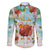 Hawaii Thanksgiving Family Matching Mermaid Dress and Hawaiian Shirt Funny Turkey Dabbing Dance LT05 Dad's Shirt - Long Sleeve Blue - Polynesian Pride