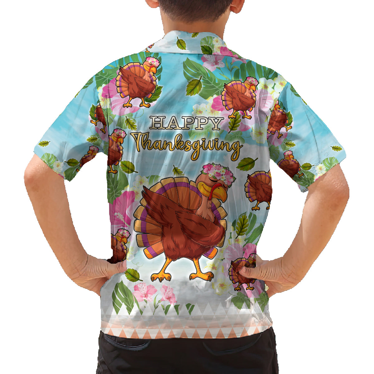 Hawaii Thanksgiving Family Matching Off Shoulder Long Sleeve Dress and Hawaiian Shirt Funny Turkey Dabbing Dance LT05 - Polynesian Pride