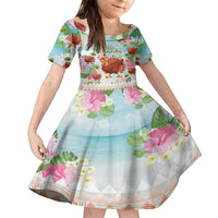 Hawaii Thanksgiving Family Matching Puletasi Dress and Hawaiian Shirt Funny Turkey Dabbing Dance LT05 Daughter's Dress Blue - Polynesian Pride