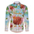 Hawaii Thanksgiving Family Matching Puletasi Dress and Hawaiian Shirt Funny Turkey Dabbing Dance LT05 Dad's Shirt - Long Sleeve Blue - Polynesian Pride