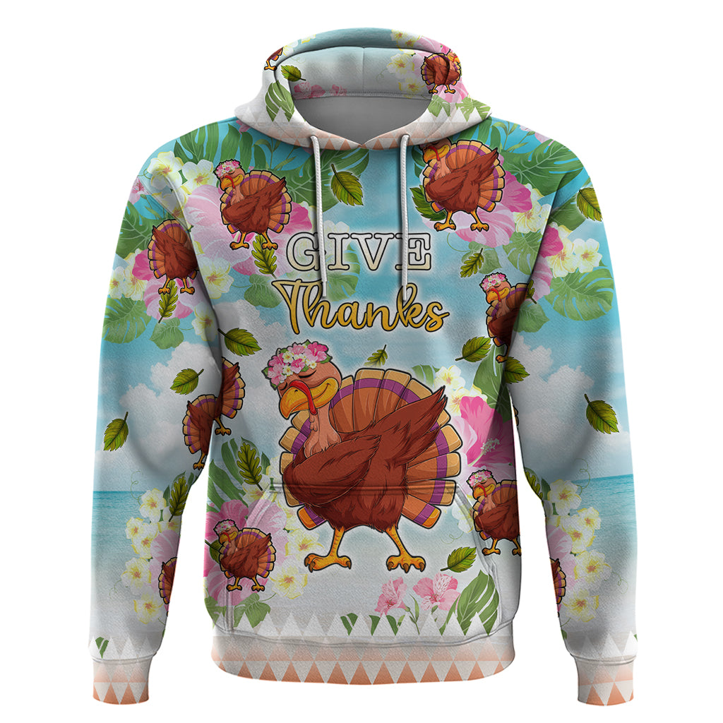 Hawaii Thanksgiving Hoodie Funny Turkey Dabbing Dance LT05 Pullover Hoodie Blue - Polynesian Pride