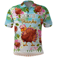 Hawaii Thanksgiving Polo Shirt Funny Turkey Dabbing Dance LT05 Blue - Polynesian Pride