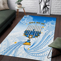 Polynesia Hanukkah Festival Area Rug With Menorah Polynesian Style LT05 Blue - Polynesian Pride
