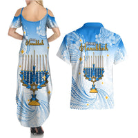 Polynesia Hanukkah Festival Couples Matching Summer Maxi Dress and Hawaiian Shirt With Menorah Polynesian Style LT05 - Polynesian Pride