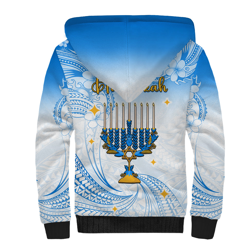 Polynesia Hanukkah Festival Sherpa Hoodie With Menorah Polynesian Style LT05 - Polynesian Pride