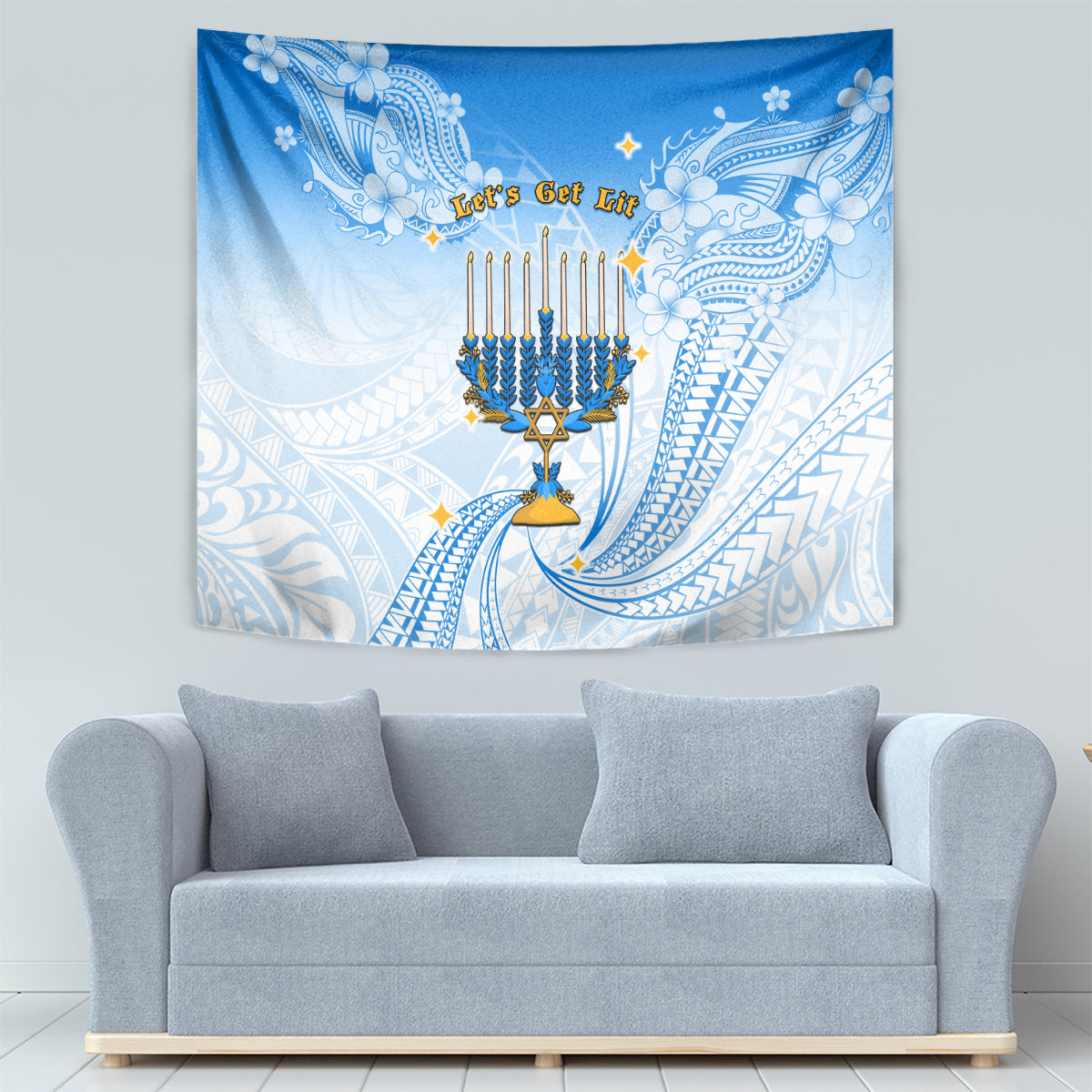Polynesia Hanukkah Festival Tapestry With Menorah Polynesian Style LT05 - Polynesian Pride