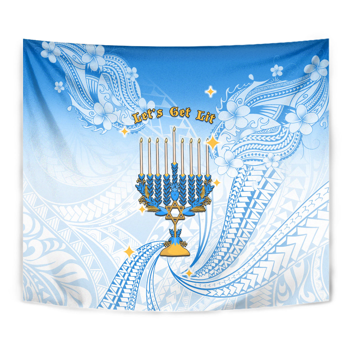 Polynesia Hanukkah Festival Tapestry With Menorah Polynesian Style LT05 - Polynesian Pride